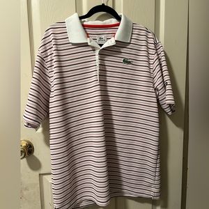 New Lacoste Sport Polo w/ LHP Golf Logo - White/Black/Red - Size 5